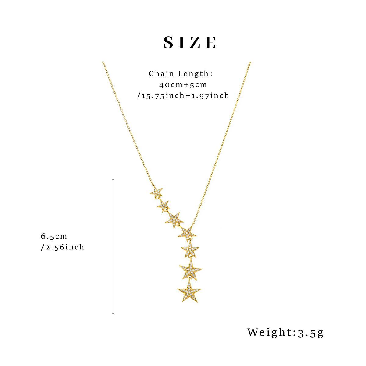 GGIRL Women's 18K Gold-Plated Y-Shaped Choker Necklace, 7-Star Artificial Zircon, Hypoallergenic Shining Exquisite Costume Jewelry