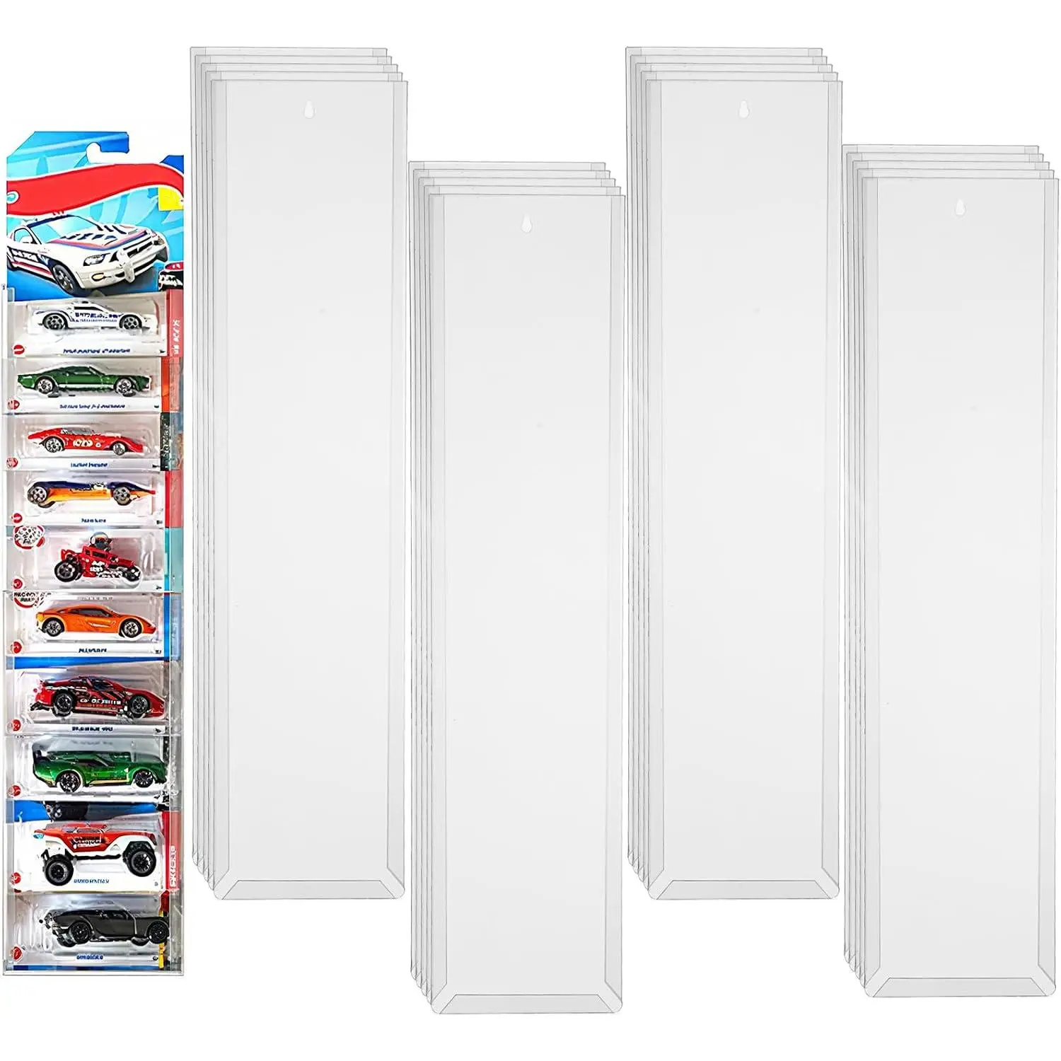 40 Pcs Clear Hot Wheels Display Case for Model Cars Storage, Plastic Cover for Hot Wheels Cars Wall Mount-Holds up to 240 Cars,Toy Car Storage Organizer Compatible with Hotwheels Shelf,16.7 x 4.4in