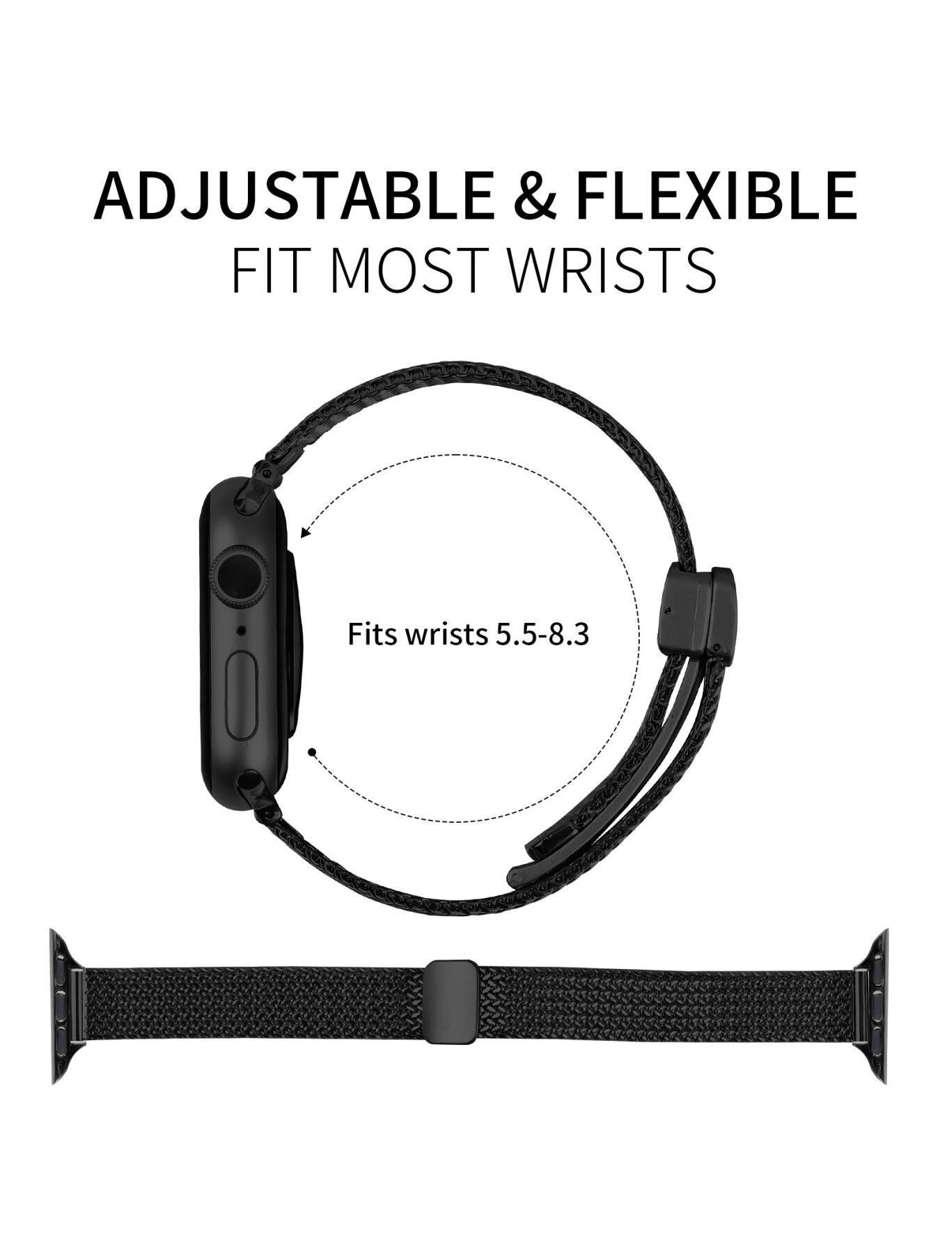 New strap compatible with Apple 1st to 11th generations, herringbone pattern magnetic folding clasp strap for Apple Watch Ultra