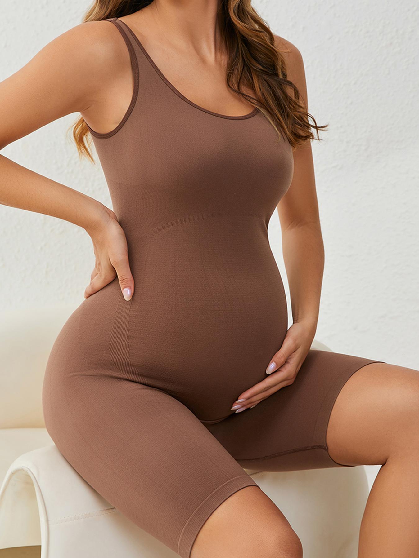 Women's Solid Backless Scoop Neck Maternity Romper, Pregnancy Bodysuit for All Seasons, Tummy Tuck Garment, Prenatal Maternity Clothes for Pregnant Women,  Maternity Clothing, Maternity Outfits