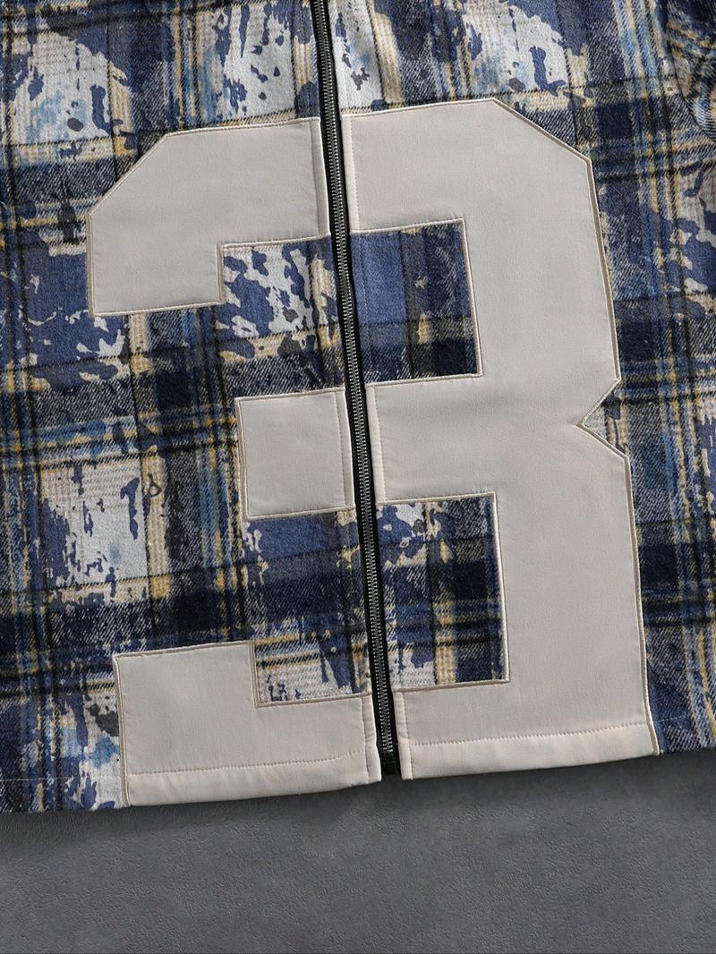 Men's New Trendy Fashion Street Campus Plaid Shirt, Casual Stylish Button-Down Top, Perfect for Daily Wear and School