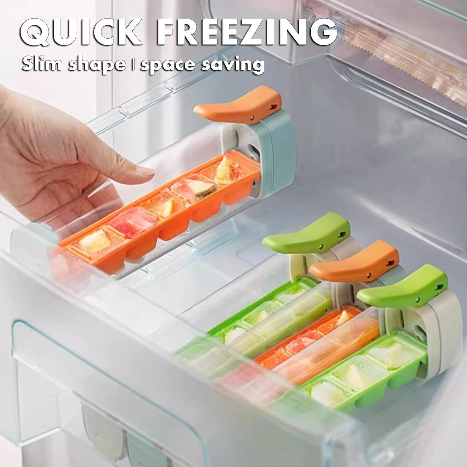 6 Grid Square Ice Cube Tray One Hand Press Silicone Ice Maker Mold Easy Release for Drinks Cocktails Home Kitchen