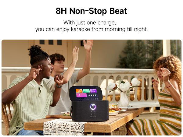 Ikarao Shell S2 Portable Bluetooth Karaoke Machine Device - 140W Stereo Sound System, Built-in Screen with Lyrics Display, 2 Self-Charging Wireless Microphones, Bluetooth and App Compatibility Speakers, TV Connectivity, Outdoor Audio for Home, Party Use s