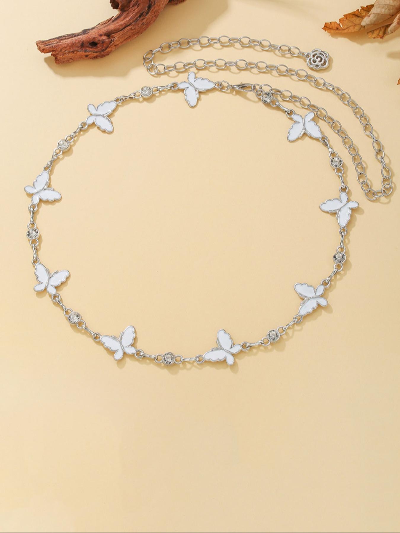 Sweet Cool Girl Butterfly Metal Chain Waist Belt, Fashion Minimalist Style, Unique Design Accessory, Cute Belt