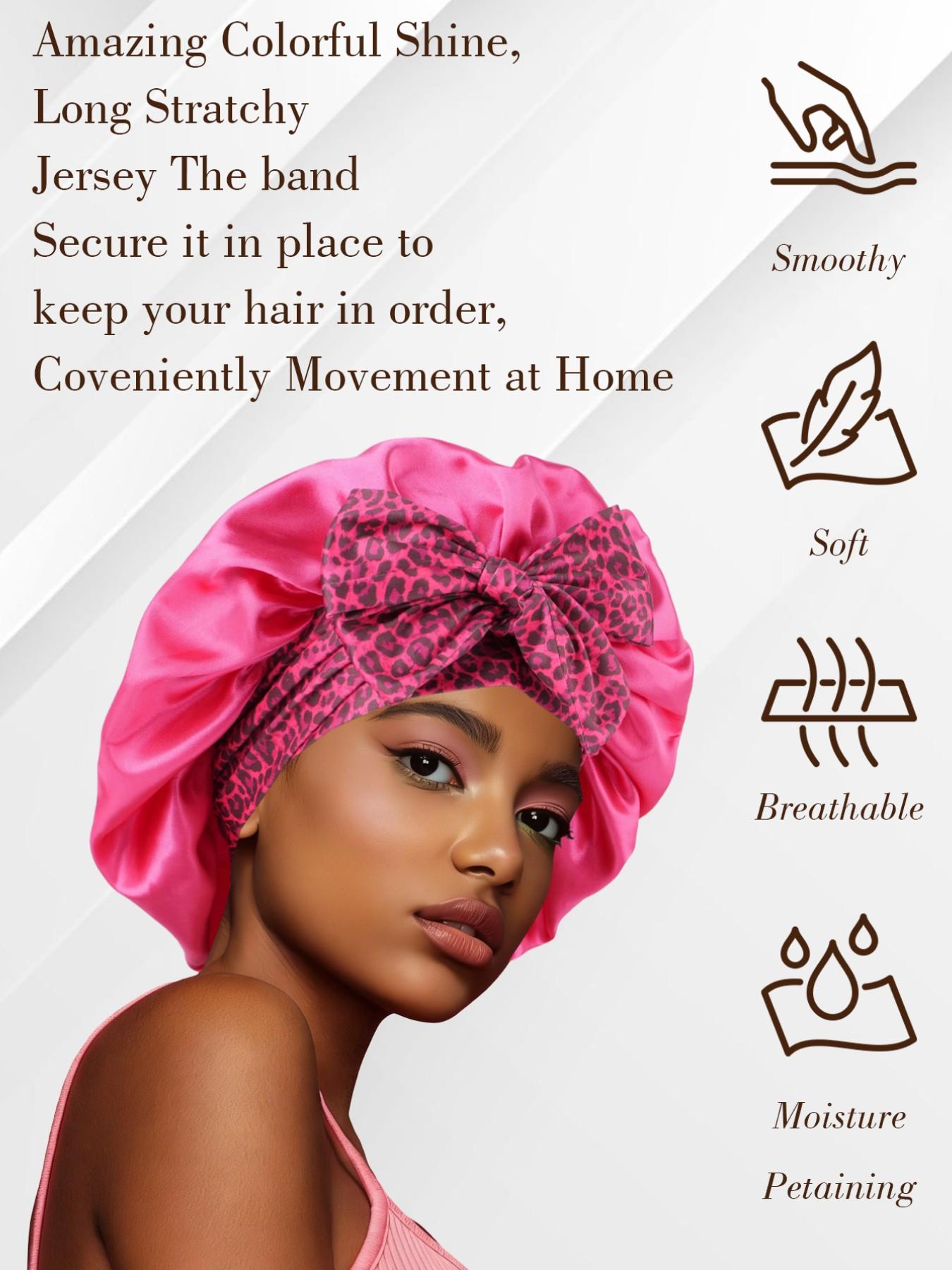 Long Hair Satin Sleep Cap with Elastic Band, Women's Nighttime Sleep Hat, Long Sleeper Cap, Suitable for All Hairstyles, Shower Cap