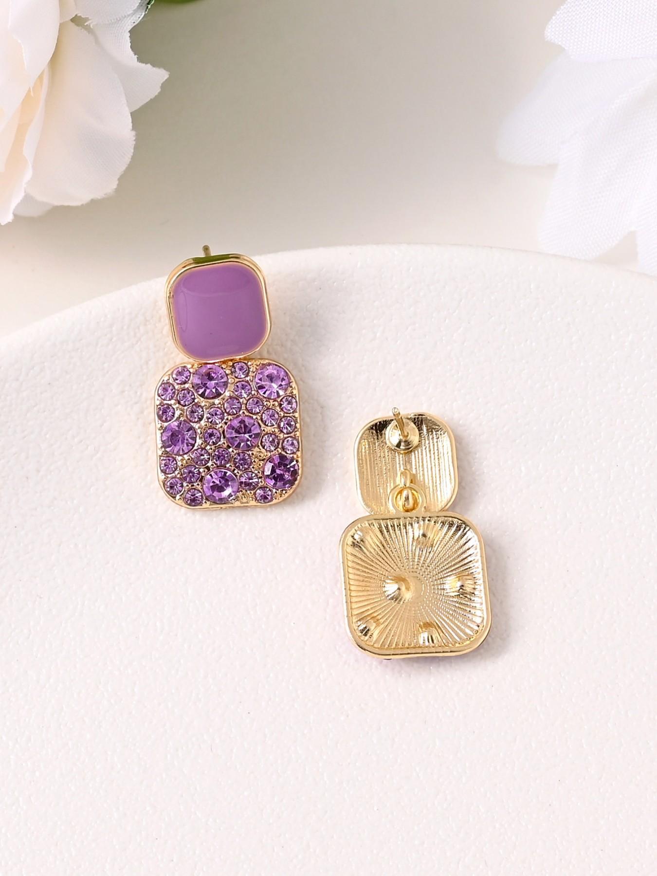 Luxurious Rhinestone Drop Earrings, Elegant Square Design, Perfect for Daily Wear, Office, Parties, Wedding Jewelry, Ideal Gift