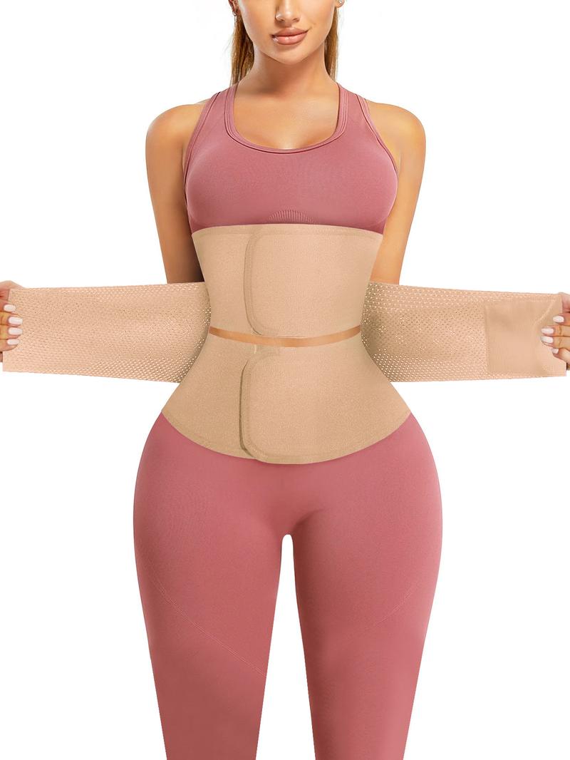 Women's Solid Color Double-layer Velcro Closure Latex Waist Trainer, High Stretch Waist Cincher, Tummy Control Shaper, Waist Trainer for Women