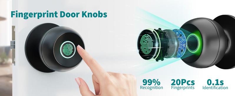 Valentine's Day Gift EuerTE Smart Lock Fingerprint Door Knob with App Control Key Type-C Port Emergency Charging Biometric Lock for Front Door Home Apartment Office FathersDayGift Valentine's Day Gift EuerTE Smart Lock Fingerprint Door Knob with App Control Key Type-C Port Emergency Charging Biometric Lock for Front Door Home Apartment Office FathersDayGift