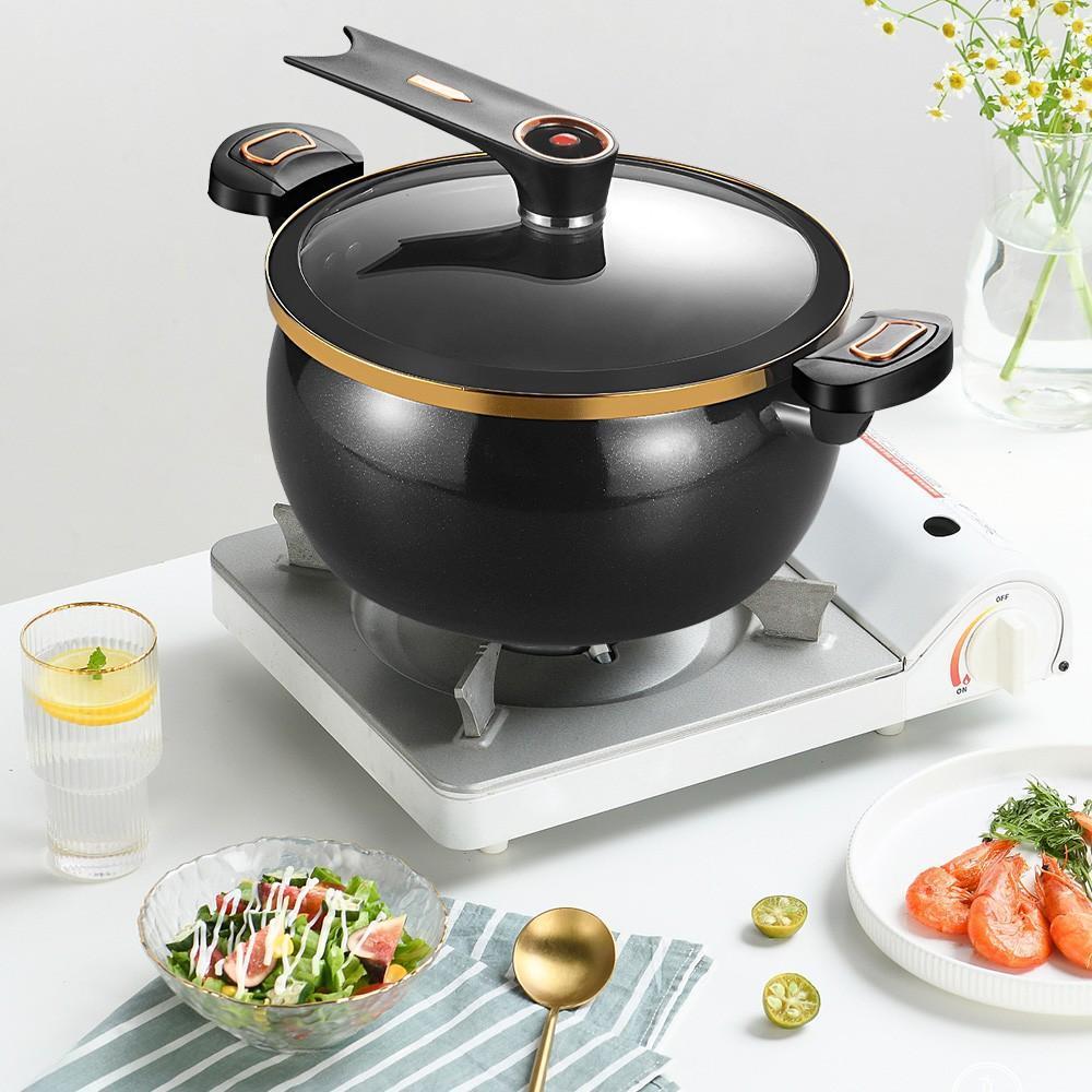 Micro Improved Pressure Cooker 8.45Qt Nonstick Cooking Pot Fast Cooking Kitchen Cookware with Safety Valve Glass Lid for Gas Stovetop Kitchenware