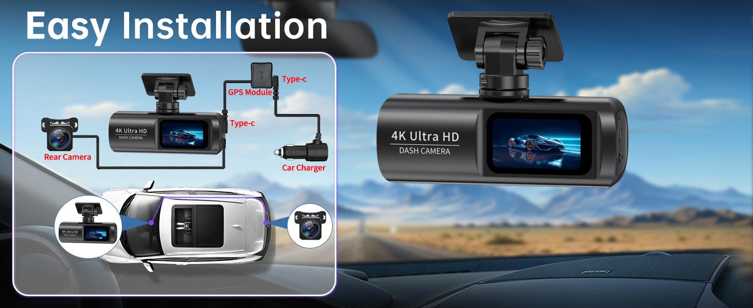 🔥4K Dual Cam! GPS+APP | No Accident Disputes🚗🚗 (WithOut Card)Non-rechargeable, must be used while plugged in.