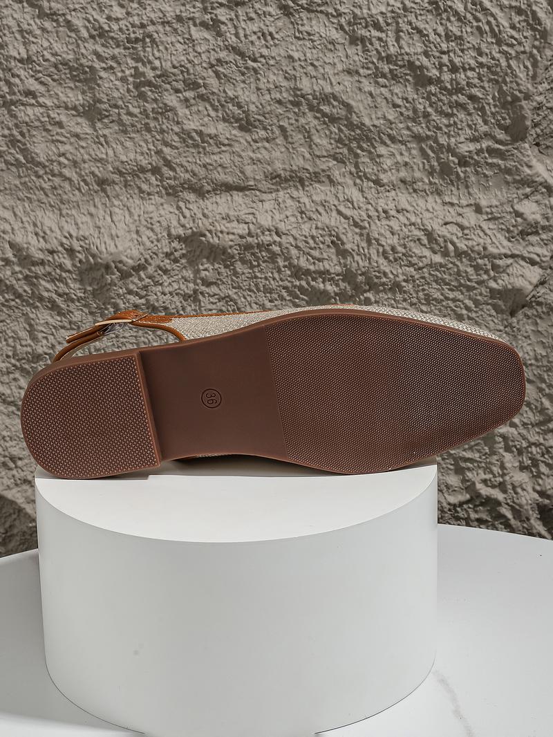 Women's Fashionable Square Toe Flat Shoes, Elegant Comfortable Breathable Slingback Shoes for Daily Wear, Casual Trendy Shoes for Women & Girls, Walking Shoes