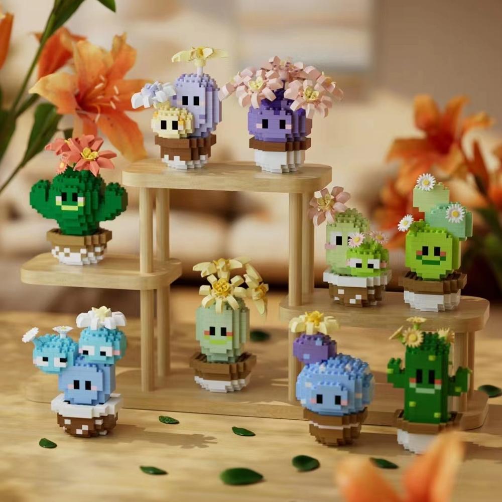 2026 Trendy Toy Gift Set Micro Part Creative Plant Flower Pot Model Building Blocks, Office Desk Decor Home Ornament, 9-In-1 Birthday Present
