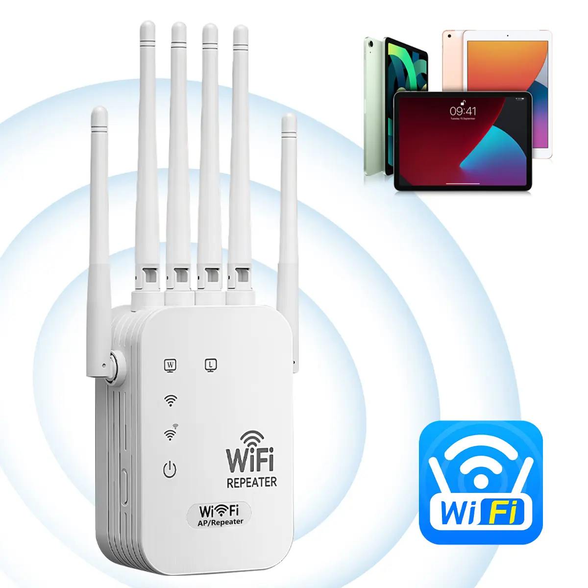 2026 New Version WiFi Extender 2.4GHz 300Mbps, 6 Antenna Wireless Signal Booster, Whole Home Coverage Repeater with Ethernet Port, Stable Connection for Streaming, Gaming and Smart Devices, WiFi Range Extender