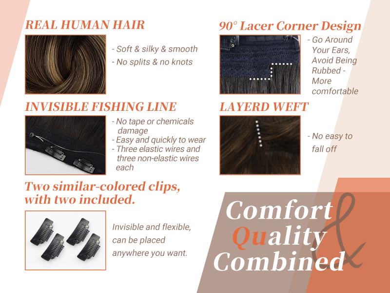 Sunny Wire Invisible Real Human Hair  12-24“ Length Natural Straight Soft and Easy to wear Women luxy hair Festive Gift Ideas#TikTokShop