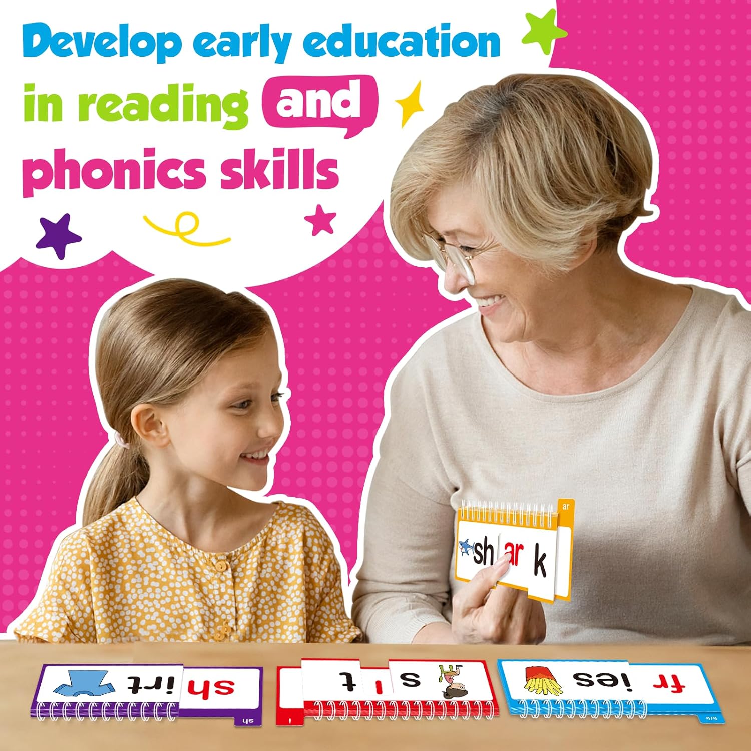 40 Phonics Word Family Build Book, Read and Rhyme Flip Book,Phonics Flash Cards, Learn to Read Phonics Games, Sight Word Flash Cards for Learning Activities
