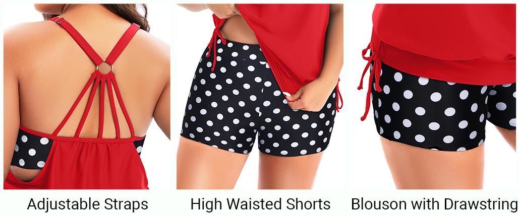 Holipick Flamingo Two Piece Plus Size Tankini Swimsuits for Women Tummy Control Bathing Suit Blouson Tankini Top with Boy Shorts