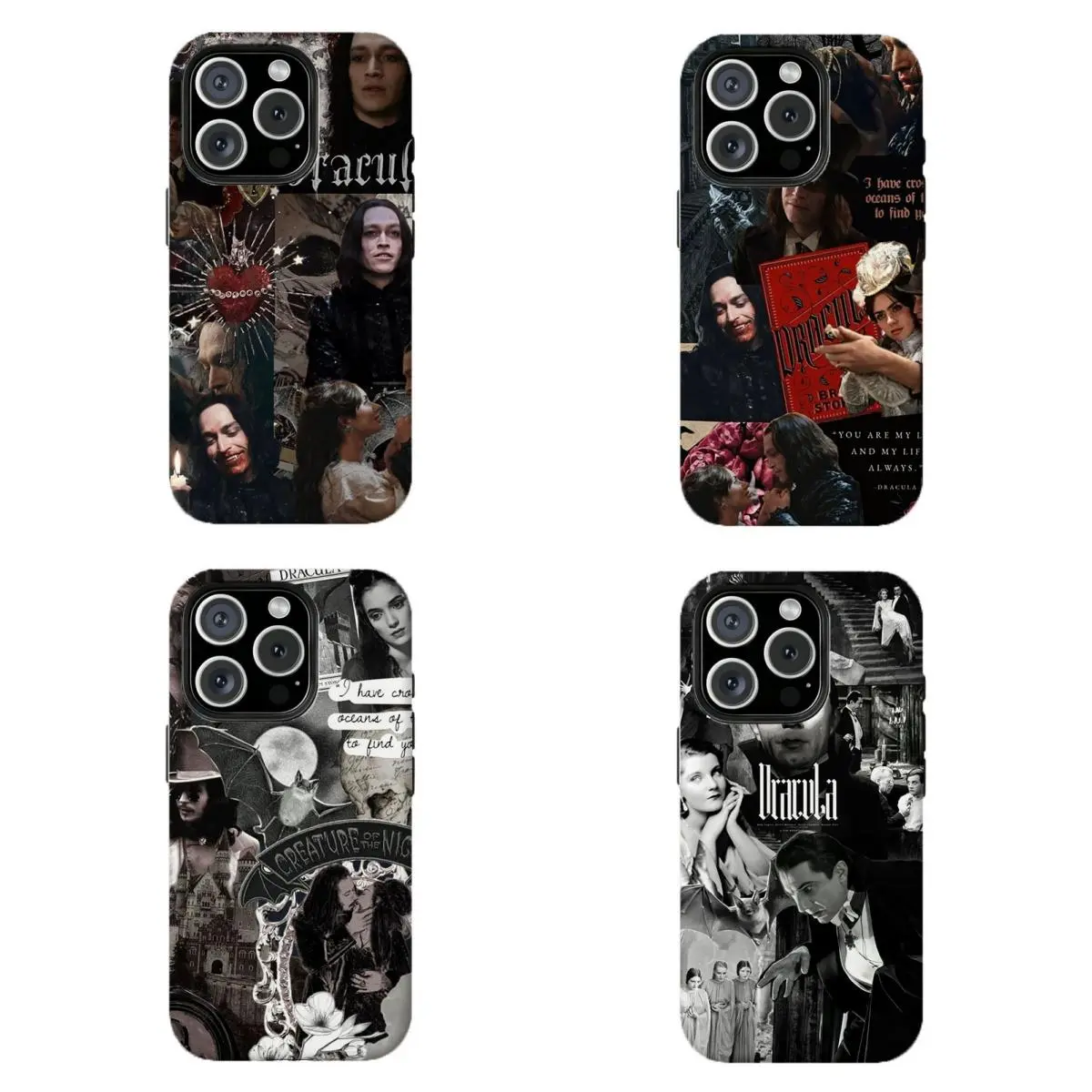 Horror Movie Dracula Phone Case Dark Gothic Vampire Photo Collage Phone Case Compatible for iPhone 17 Promax 16 15 14 13 12 11 and for Samsung S22-S26 Ultra Gift for Her Him