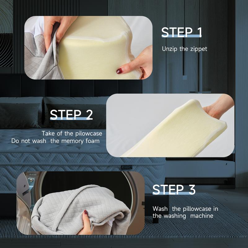 Z-HOM Cervical Memory Foam Pillow - Semi Wrapped Design for All Sleeping Positions - Soft Supportive & Breathable with Removable Washable Covers - Best Gift for Family & Friends - OEKO-TEX Certified
