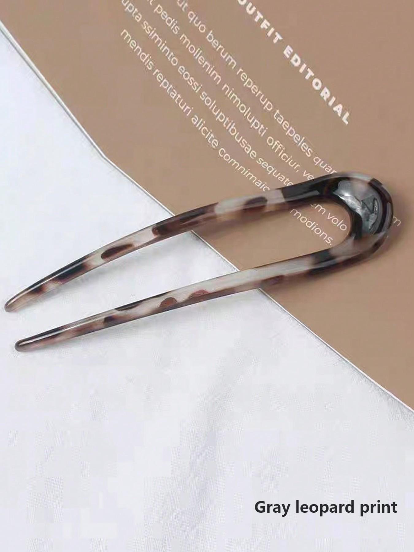 French Vintage Tortoise Shell Hair Pins - Cellulose Acetate U-Shaped 2-Prong Updo Chignon Clips for Women & s, Elegant Hairstyle Accessories, Vintage Hair Accessories, Natural Iridescent Finish