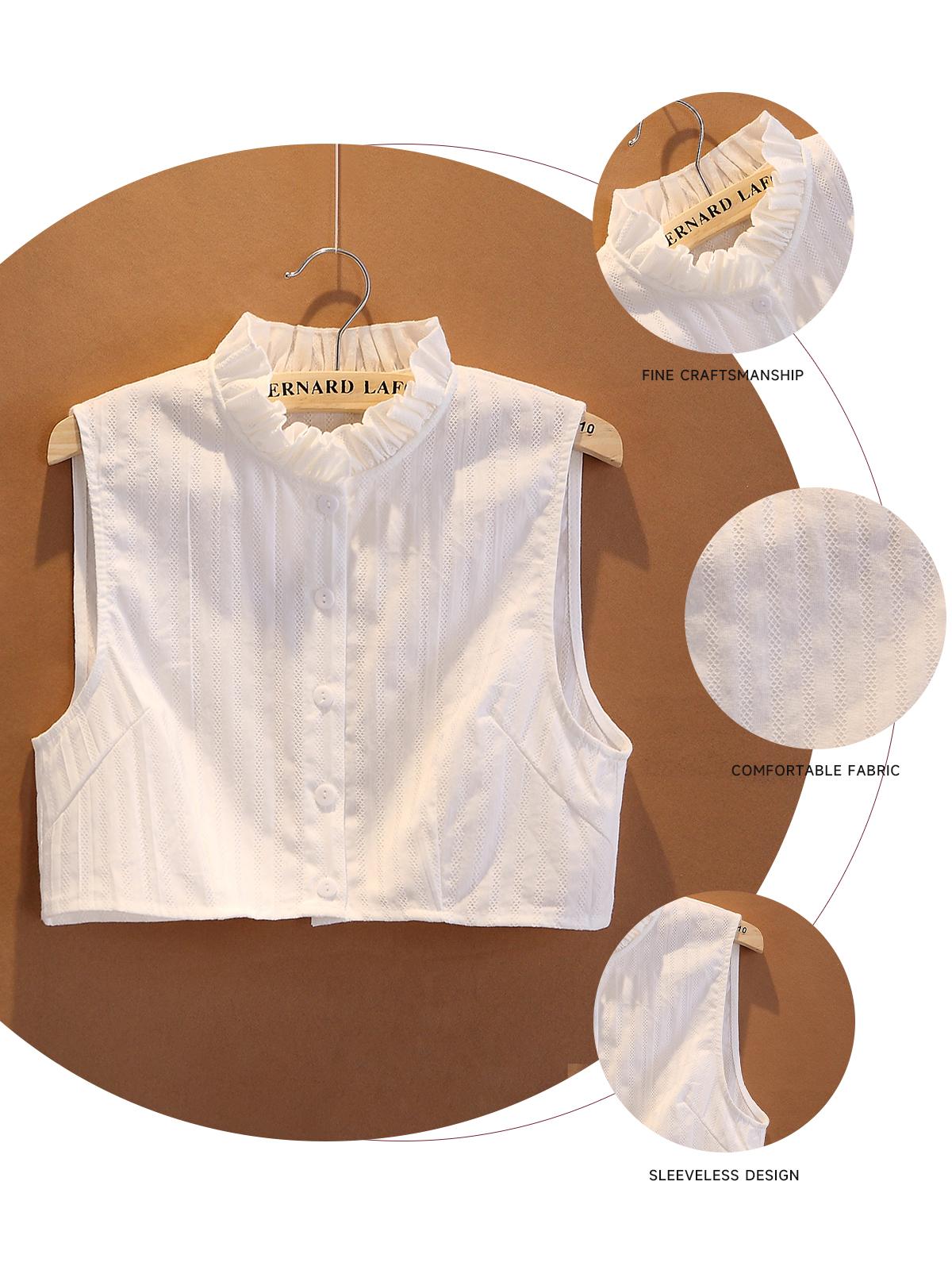 Ladies' Decorative Fakes Collar - Pure Cotton White Lace Stand-Up Collar - Available in M, L, XL & 2XL - Suitable for Coats and Occasions