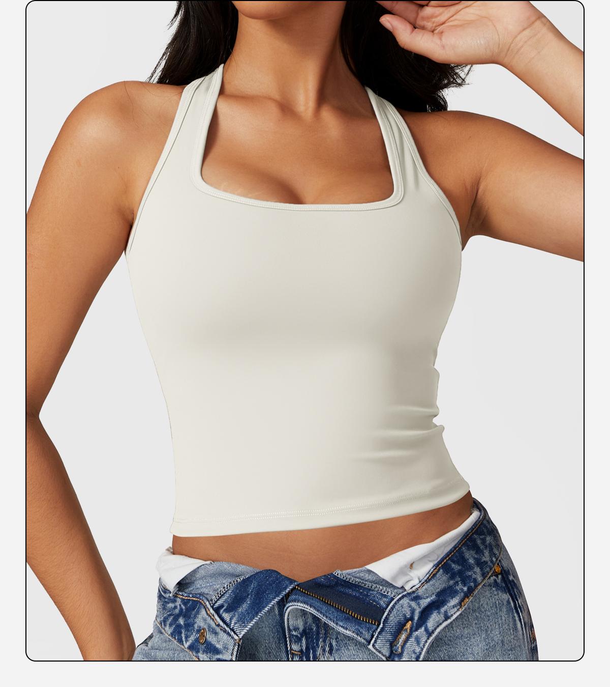 MFVIM Women's Sports Tops Casual Work Vest Basic Tank Top 2025 Summer Camisole Tank Slim Sleeveless Top Skinny Womenswear Sakura Pink Workout Activewear Gymclothes workout tops gym shirts sporty