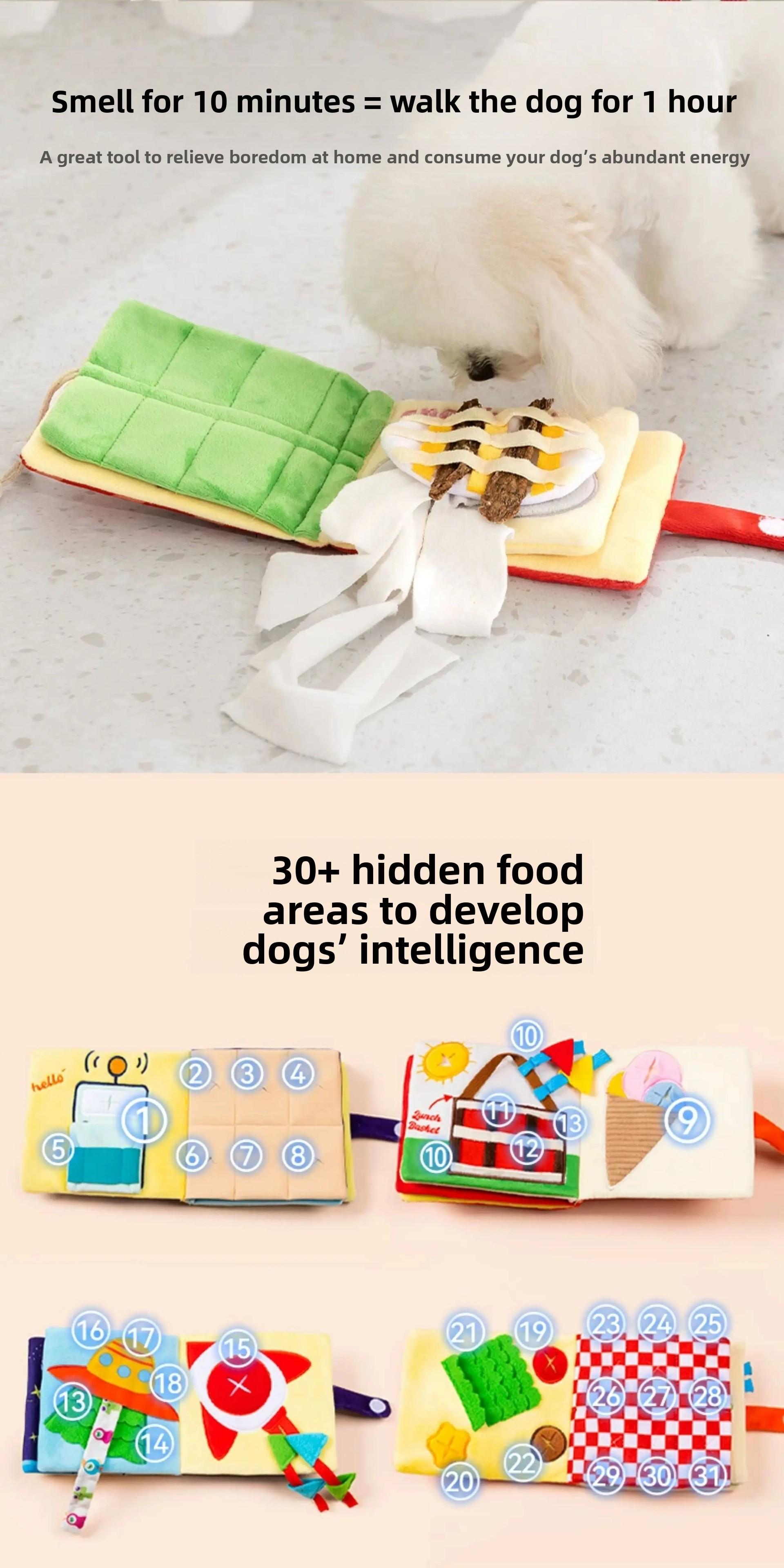 dog snuffle book hiding food toy puppy enrichment toy pet border collie puzzle toy energy draining interactive toy for dogs