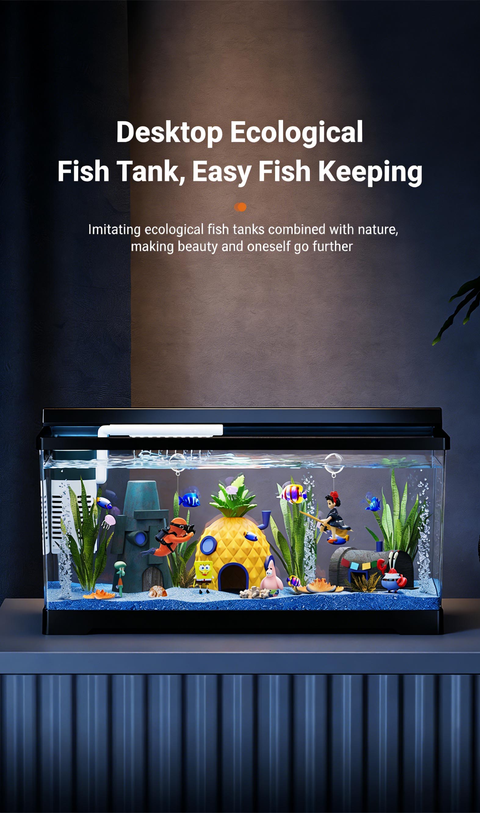 New 2026 Small Desktop Plastic Fish Tank, Anti-Drop Goldfish Aquarium, Eco-Friendly Fish Bowl, Living Room Decor, Easy Assembly