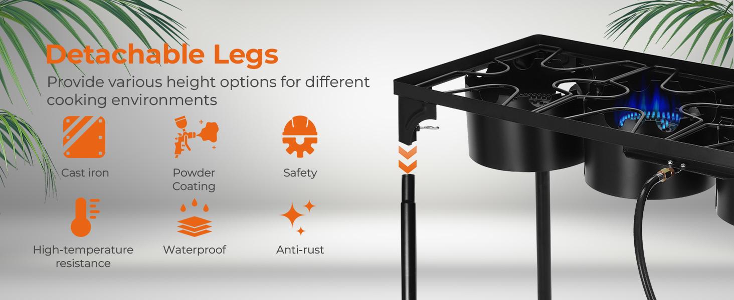 GEEKHOM Camping Stove, 3 Burner Propane Camp Stove w/Detachable Legs, 225,000-BTU Output, 20 PSI Regulator & CSA Certification, 30’’ Outdoor Gas Stove, High Pressure Propane Burner for BBQ (3 Burner) GEEKHOM Camping Stove, 3 Burner Propane Camp Stove w/Detachable Legs, 225,000-BTU Output, 20 PSI Regulator & CSA Certification, 30’’ Outdoor Gas Stove, High Pressure Propane Burner for BBQ (3 Burner)