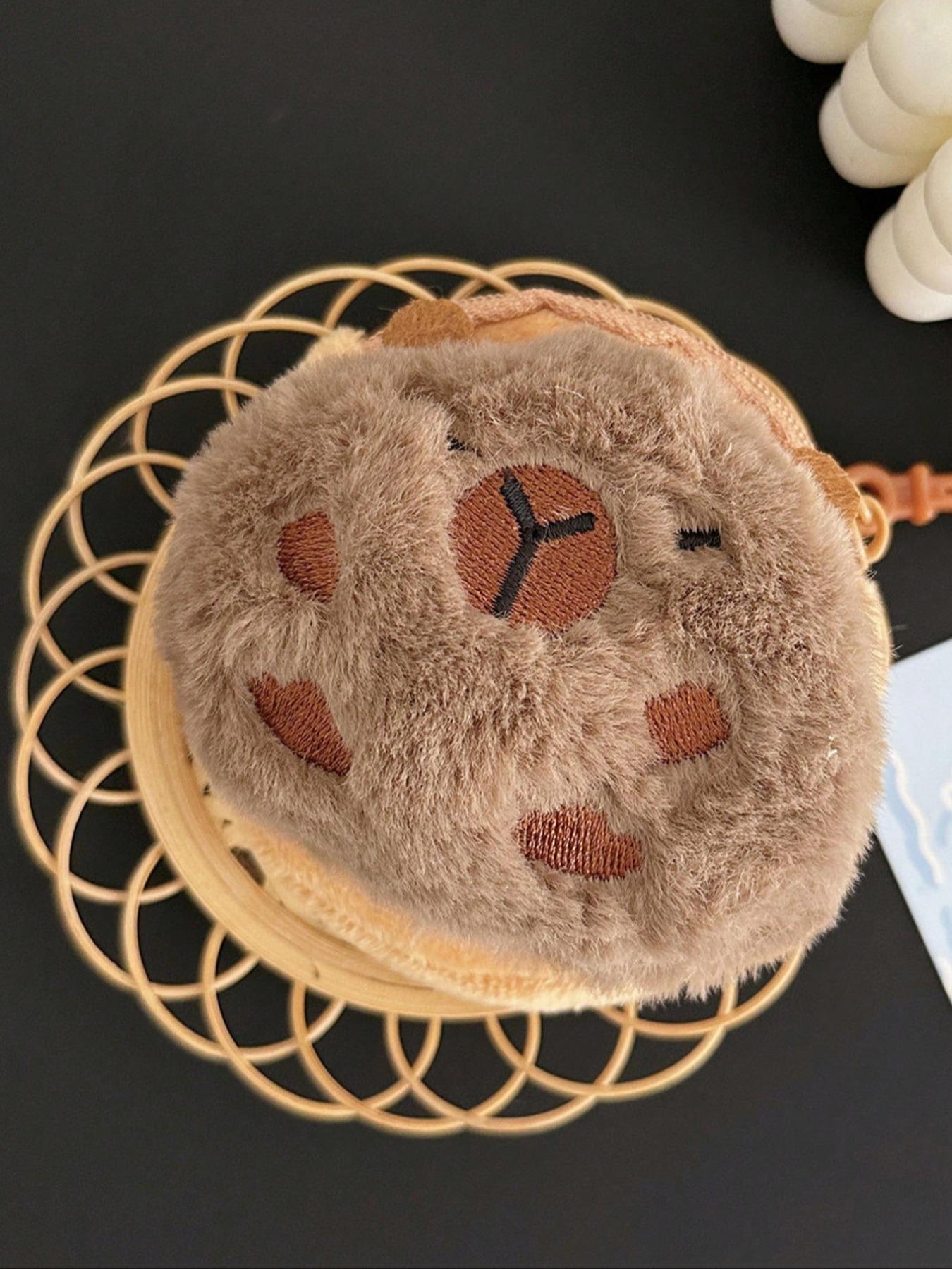 Cute mini plush coin purse, suitable for students, and can also be used as a portable earphone case or a plush backpack accessory. A plush coin purse perfect for storing earphones and lipstick, ideal as a holiday gift or a creative small gift.