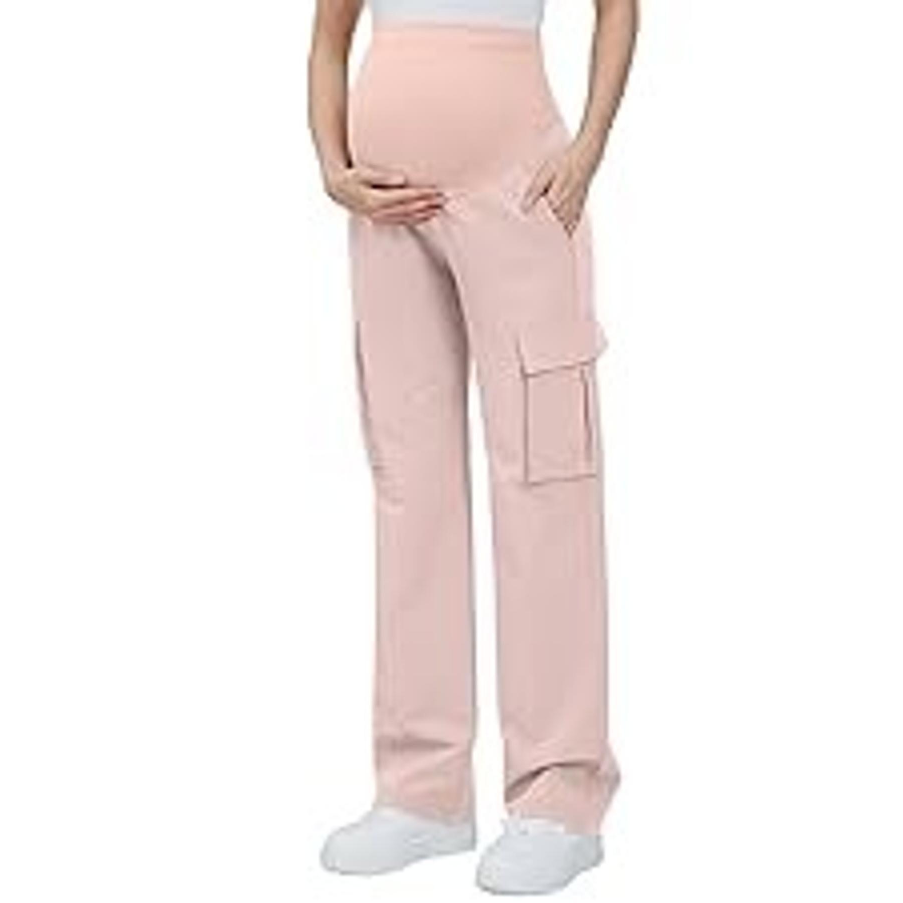 Women's Over-The-Belly Maternity Cargo Scrub Pants, 4-Pocket Pregnancy Clothing, Over Belly