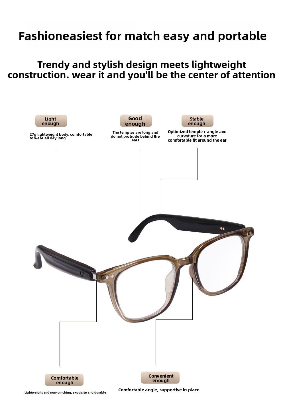 Smart glasses with photochromic lenses and Bluetooth support for listening to music and making calls