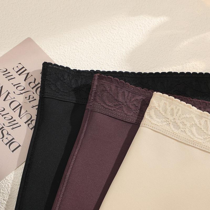FINETOO Unite Store 3PCS High Waisted Underwear for Women Tummy Control Underwear Lace Waistband Design Soft Nylon Stretchy No Show S-3XL Womenswear