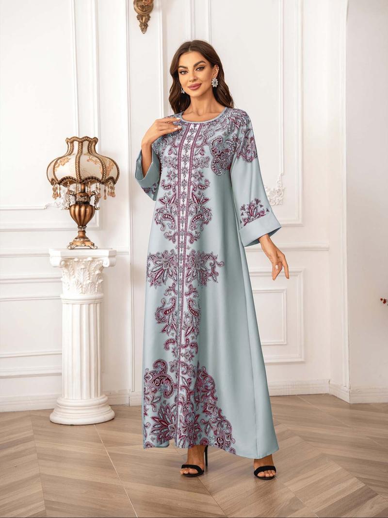 Women's Round Neck Dress, Elegant Long Sleeve Crew Neck Dress for Party Holiday Wedding, Ladies Clothes for All Seasons, Elegant Dresses