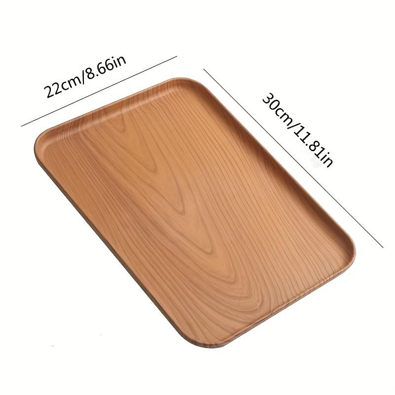 1pc, Tea Cup Tray, Plastic Rectangle Coffee Tray, Plastic Wooden Pattern Dessert Tray, Decorative Fruit Tray,Breakfast Food Tray, Multifunctional Snac, Kitchenware