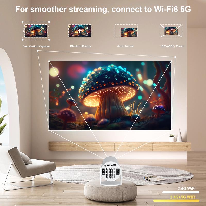 XBJ New Portable Projector, Support 4k Decoding 1080P Home Theater Video Projector Compatible with HD/USB/Smartphone/TV Box/Laptop, Home Theater, Outdoor Multifunction Projector