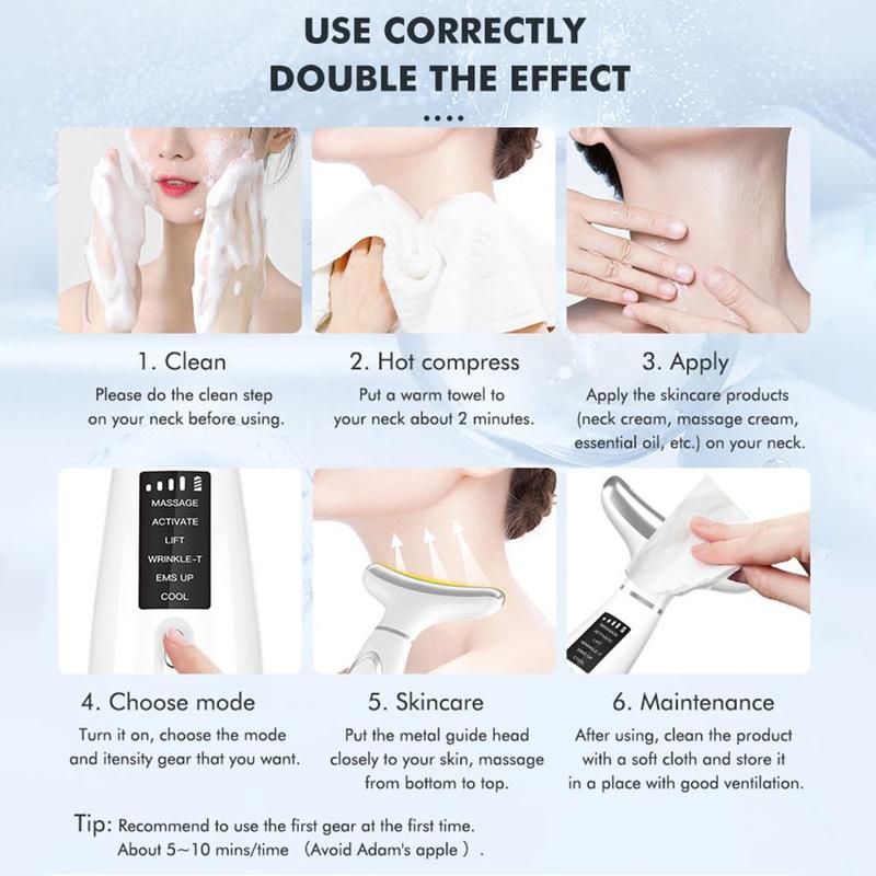 Ice Cooling Hot Compress Neck Face Massager with 6 Modes & 4 Intensity Levels, Heating Cold Eye Facial Lifting Tool for Skin Care Ice Cooling Hot Compress Neck Face Massager with 6 Modes & 4 Intensity Levels, Heating Cold Eye Facial Lifting Tool for Skin Care