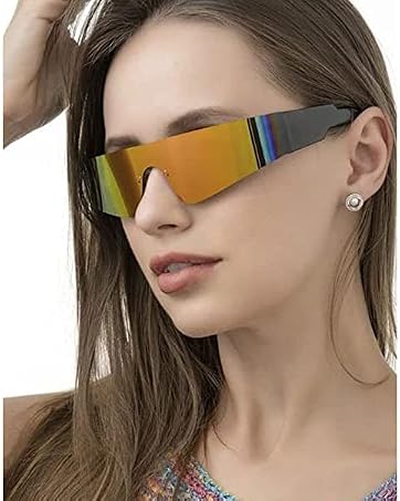 COASION Wrap Around Sunglasses for Women Trendy Rimless Futuristic Shades Y2k Shield Flat Top Fashion Eyeglasses