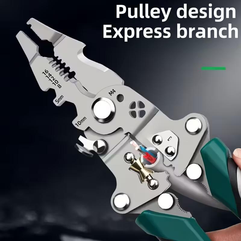 New 16-In-1 Foldable Wire Stripper, Upgraded Multifunctional Professional Cable Cutter, Wirecutters, Ideal for Cutting & Pulling Wires