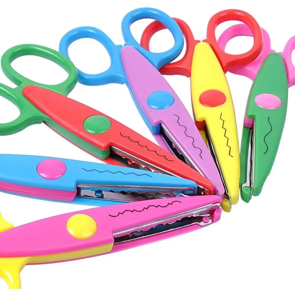 Decorative Edge Zig Zag Craft Scissors, Kids Safety Design Pattern Scissors for Kids Toddler Adults, 6 Pack Crafting Scrapbooking Supplies for School