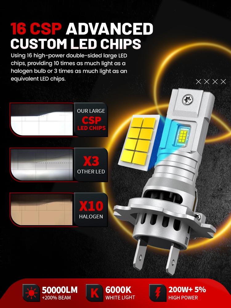 2pcs H7H4 H11 H1 LED Headlight Canbus 50000LM Light Bulbs for Car With Fan Turbo Lamp 6000k Auto LED 9005 HB3 9006 HB4  Light Fog Lamp Plug&Play 12V