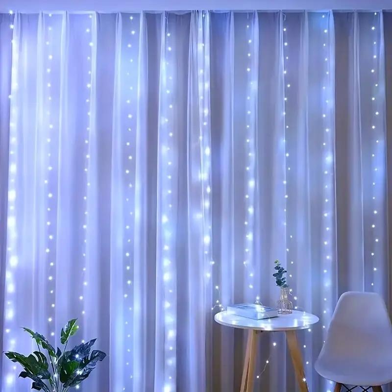 300led Upgrade Curtain Light String, 8 Lighting Modes, USB Powered, Perfect for Bedroom, Christmas, New Year Winter Decorations