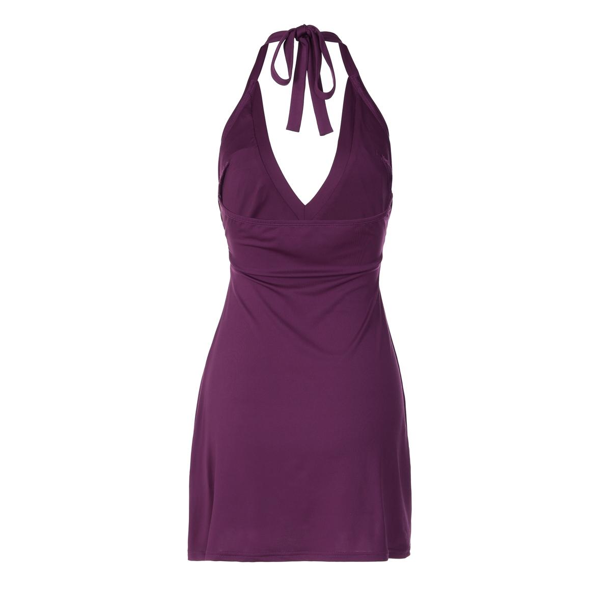 Women's Solid Color Ruched Tie-neck Halter Slip Dress, Sexy Deep V Neck Sleeveless Backless Lace-up Plain Slim Fit A-line Short Dress, Party Club Date Holiday Daily Casual Elegant Dresses For Ladies All Seasons Summer Fashion Clothes Wear