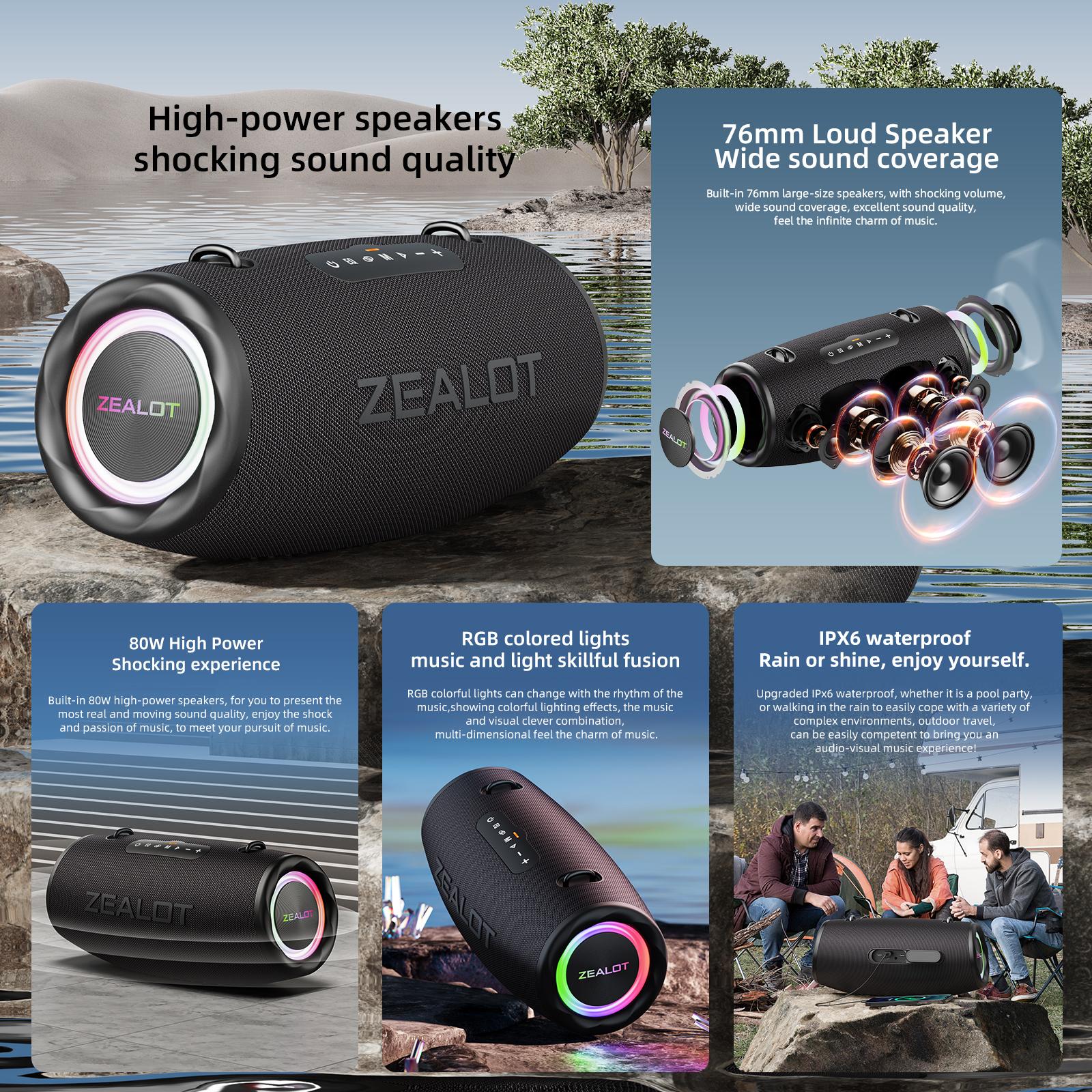 ZEALOT Zealot S87 Portable Wireless Speaker, 1 Count USB