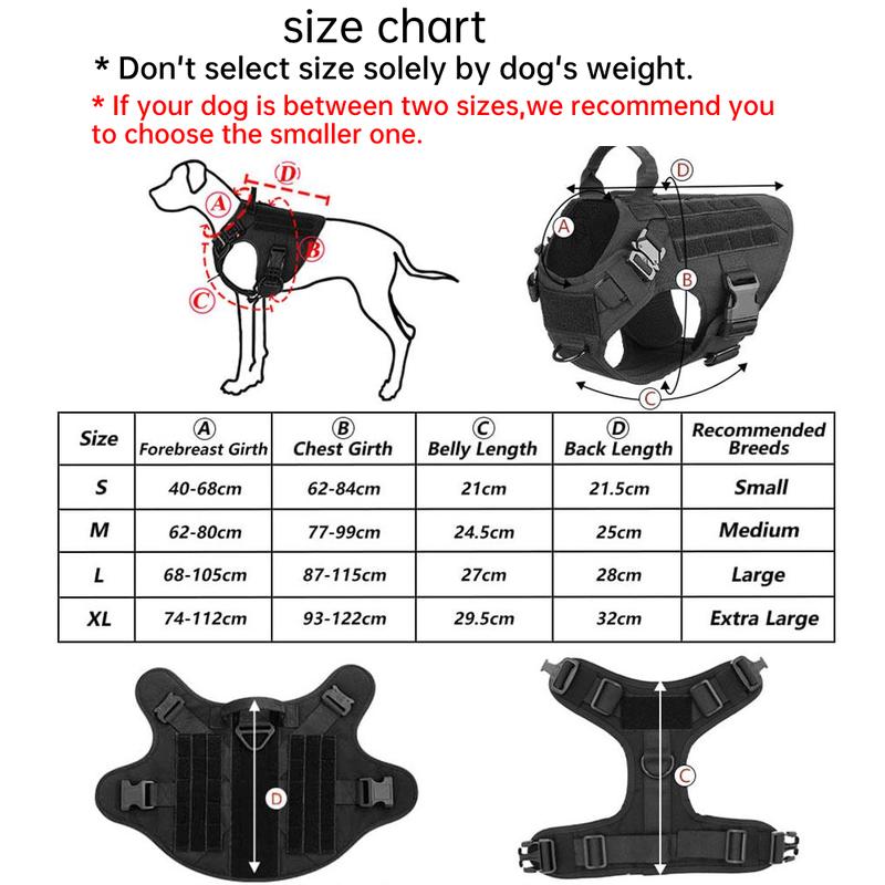 Tactical Dog Harness Leash Collar Set Large Pet German Shepherd Malinois Training Walking Vest For All Breeds Dog 1 Free Patch