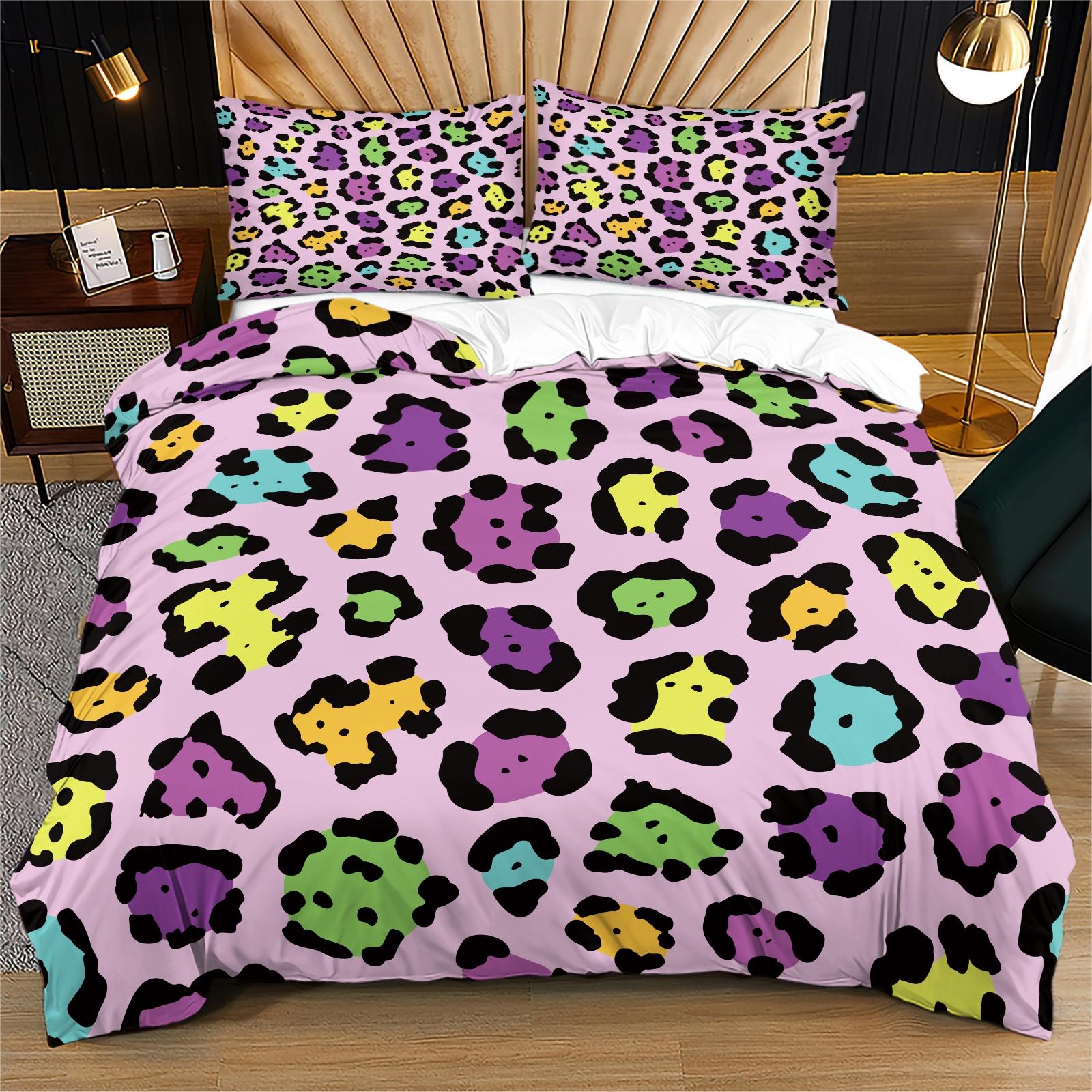 2/3 Pcs Vintage Leopard Print Duvet Cover Set (without Filling And Pillow Insert), High-Density Skin-Friendly Smooth Fabric, Deep Pocket Snug Fit, Versatile Bedding for Bedroom And Homestay