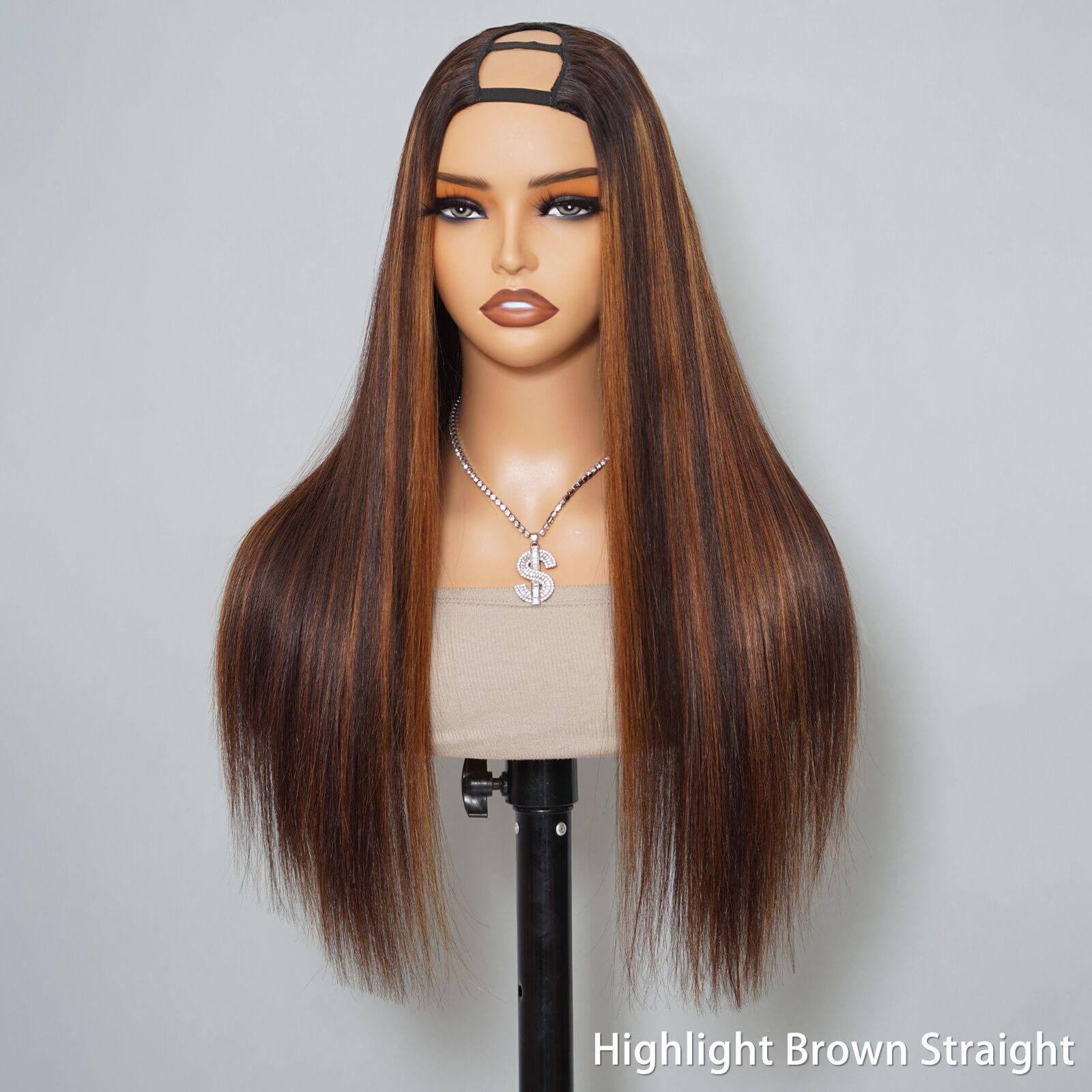Mscoco Layered Body U Part Human Hair Wig Yaki Straight & Straight Affordable U Part Human Hair Wigs Premium Quality Highlight 1B 22 And 1B 2 30 U Part Wig