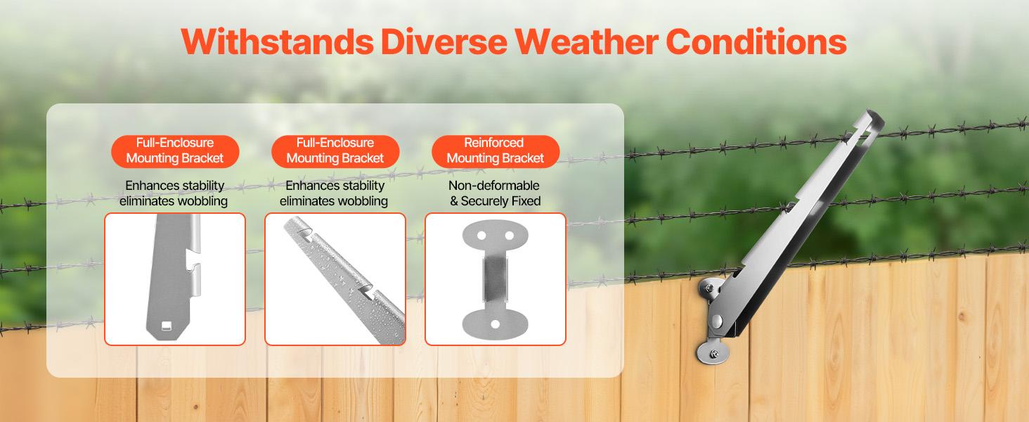 VEVOR Barbed Wire Arm, 10 Packs 12.2 in Fence Post Extender, Flat or Surface Mounted, Galvanized Steel Fence Height Extender, Protect Privacy and Prevent Pets Jumping Off, for Outdoor Wood Concrete Fences