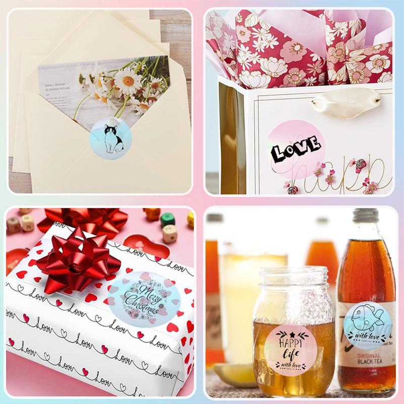 50mm Transparent Colorful Laser Labels Roll, Compatible with Phomemo M110 M200 M220, Waterproof Thermal Barcode Stickers