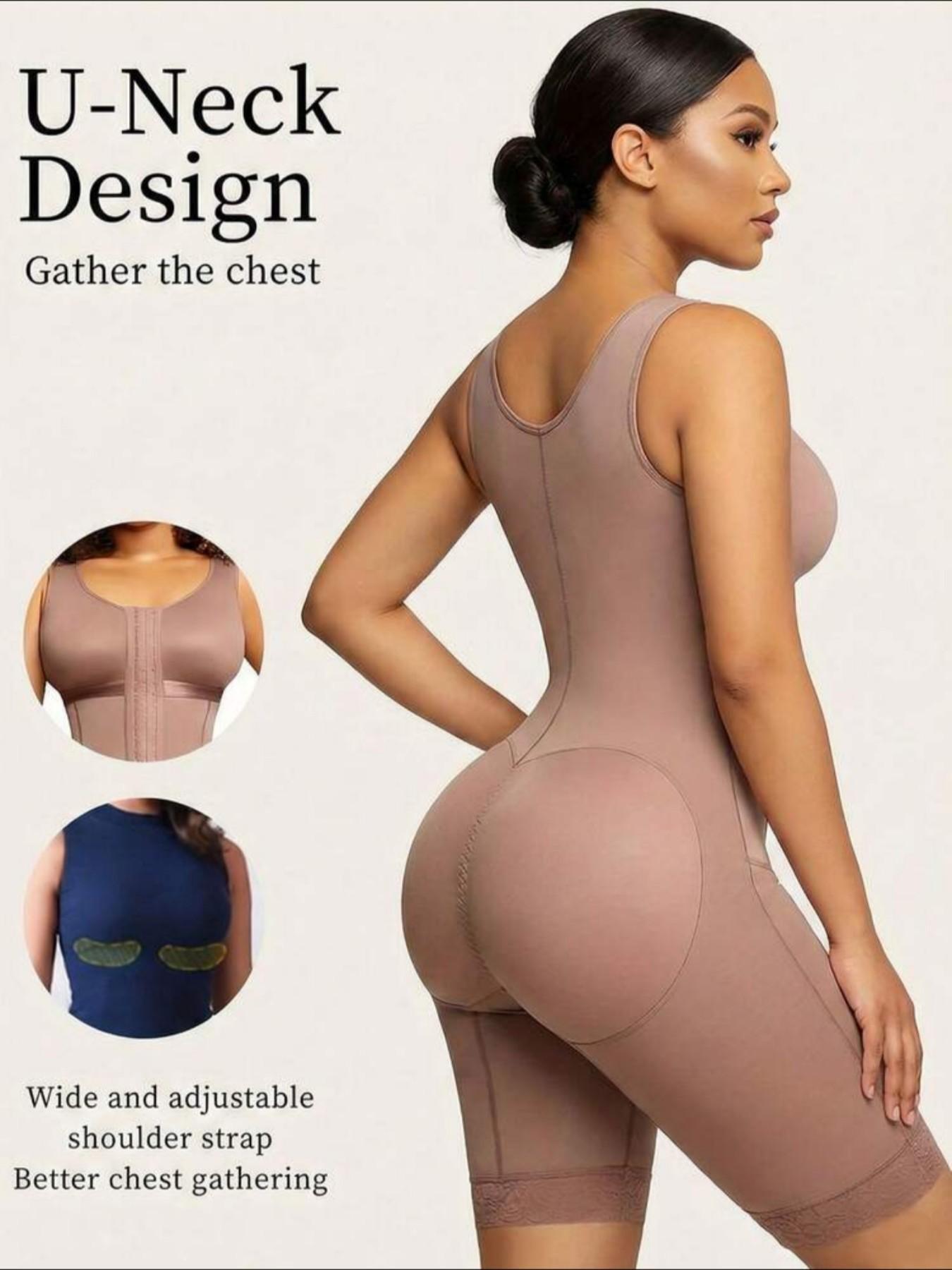 1 Count Women's Tummy Control Shapewear Bodysuit, Underwear, Womenswear, Fajas, Colombian Shapewear Butt Lifter, Body Shaper Jumpsuit with Adjustable Hooks, Lace Trim Body Shaperwear, Suitable For Daily Or Sports