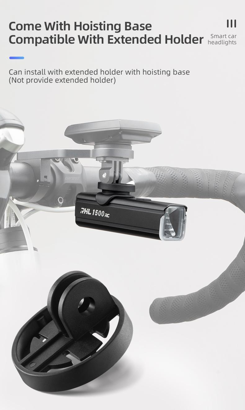 ROCKBROS 1500 Lumens Bike Light for Night Riding, 5000mAh USB-C Rechargeable Bike Headlight, Aluminium Alloy IPX6 Waterproof Bike Front Light, 5 Modes & Auto Mode Anti-Dazzling LED Bike Light